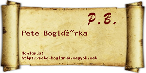 Pete Boglárka névjegykártya